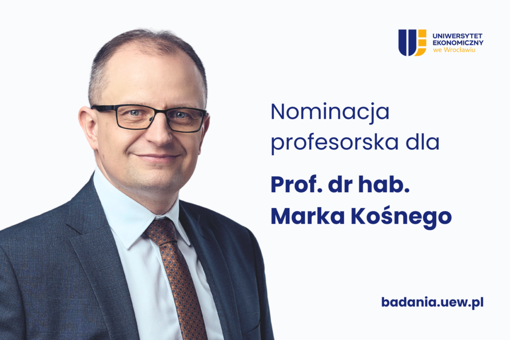 Marek Kośny - zdjęcie. Na obrazku napis: nominacja profesorska dla Prof. dr hab. Marka Kosnego