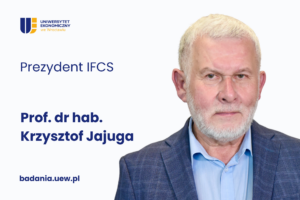 Krzysztof Jajuga - zdjęcie oraz napis Prezydent IFCS prof. dr ha. Krzysztof Jajuga