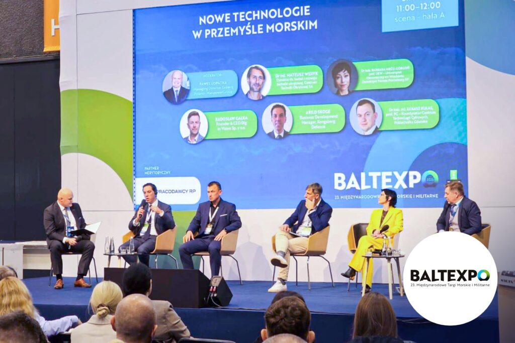 Prof. Barbara Mróz-Gorgoń representing UEW during the “New Technologies in the Maritime Industry” panel at BALTEXPO 2025 in Gdańsk.