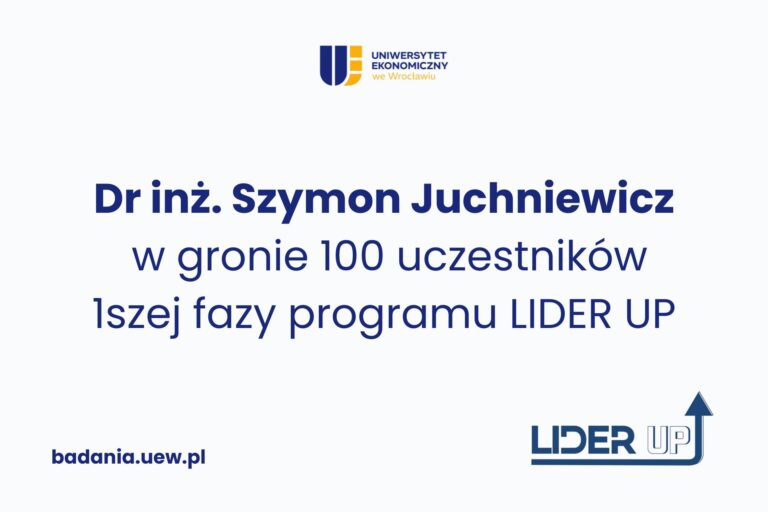 napis na grafice: Dr inż Szymon Juchniewicz w gronie 100 uczestników 1szej fazy programu LIDER UP