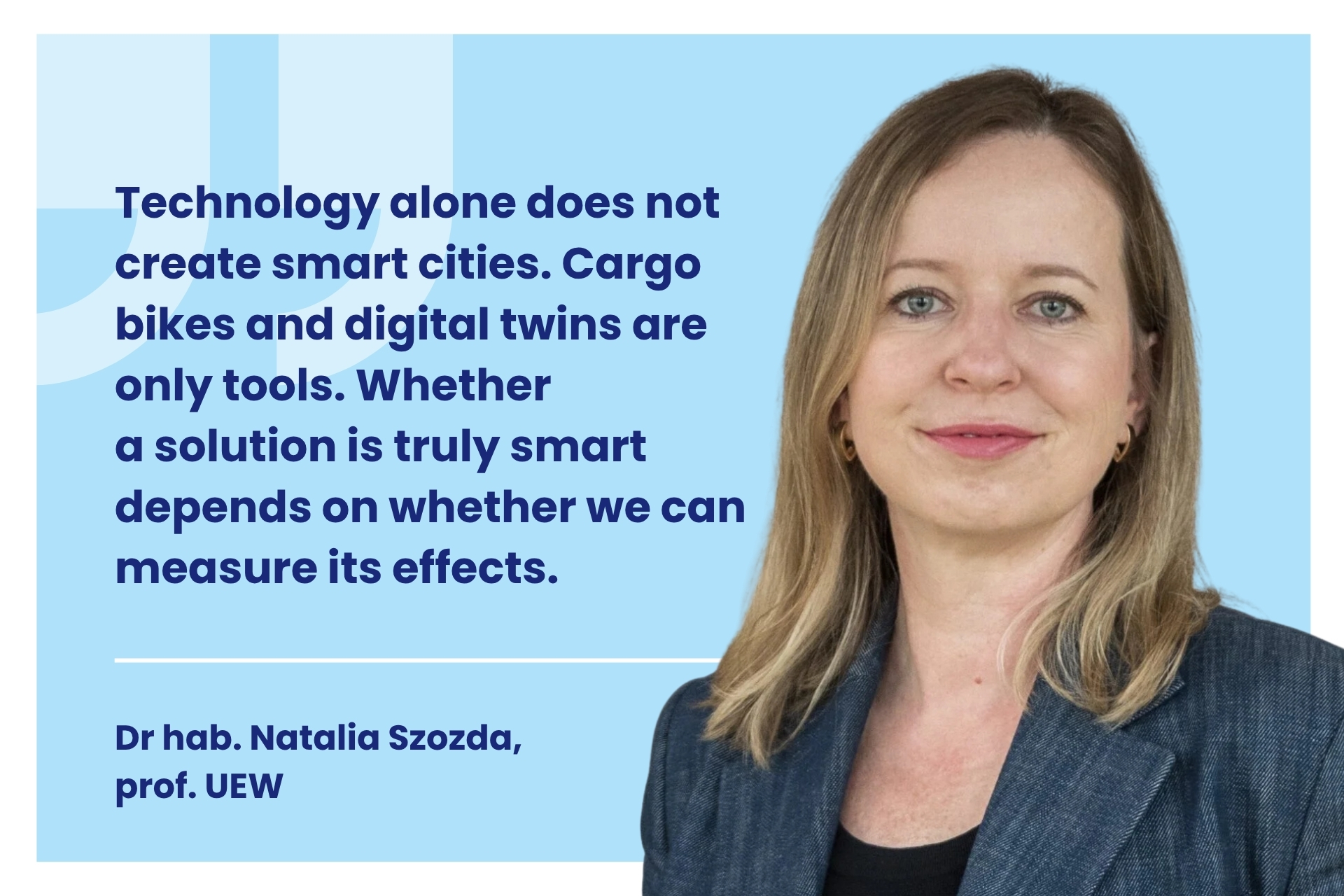 Decorative image. On the right, a photo of Natalia Szozda. On the left, a quote from the article: